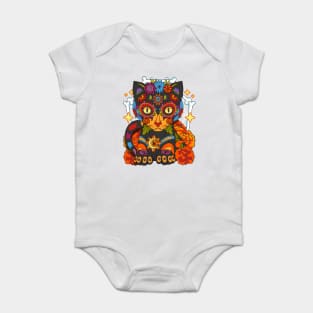 Day of the Dead Cat Colorful Día de Los Muertos Sugar Skull Baby Bodysuit